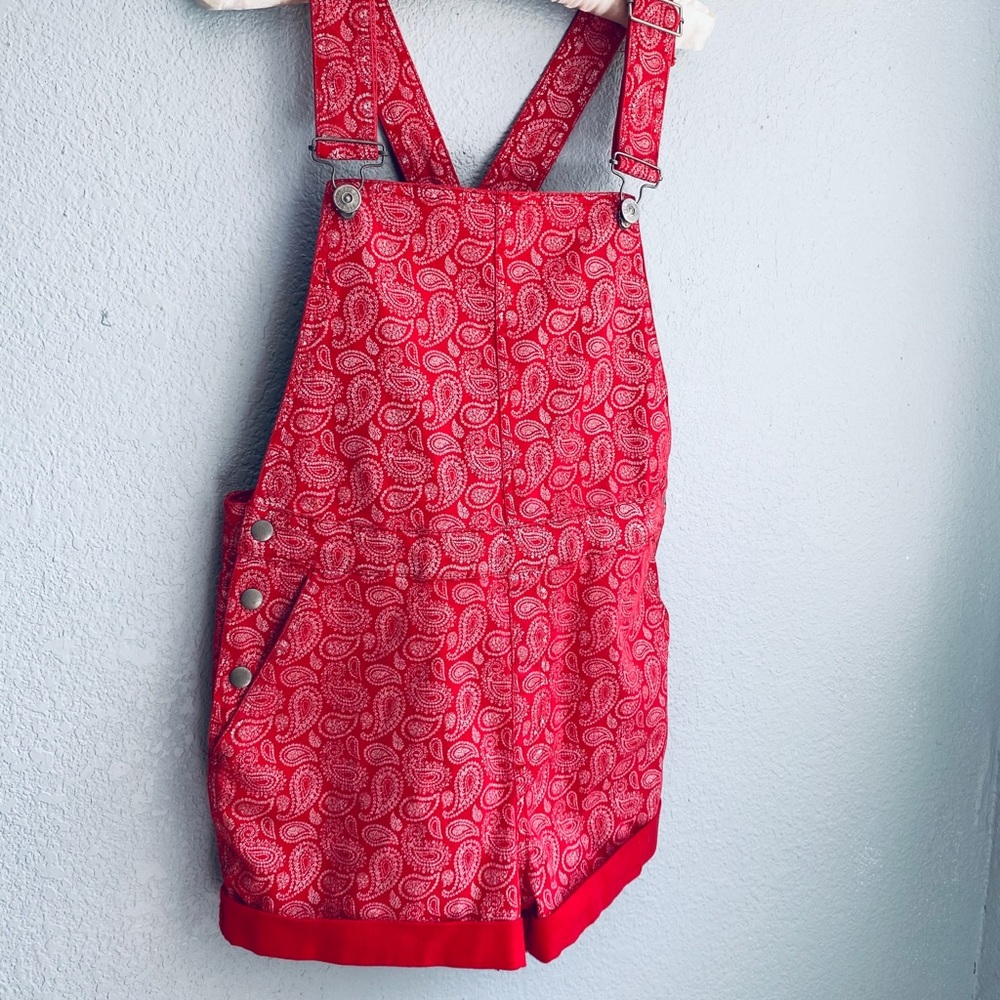 Shortalls, BDG, Small, Red Paisley Denim NWOT